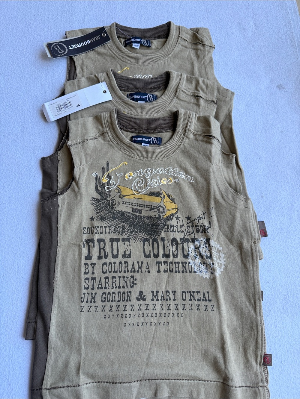 3 Euro Jean Bourget Tan Graphic Tanks Top Yellow Car Print boy size 4t 102cm